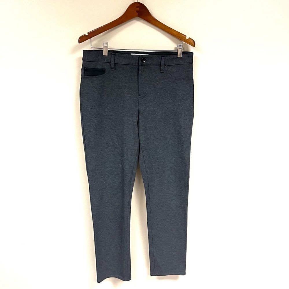 Calvin Klein grey pants with faux leather pocket. Sz 12